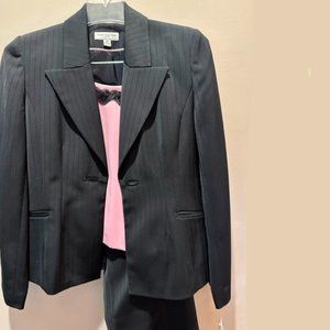 NWT Amanda Smith Petite 6 Classic Striped 3-piece black suit w/pink blouse